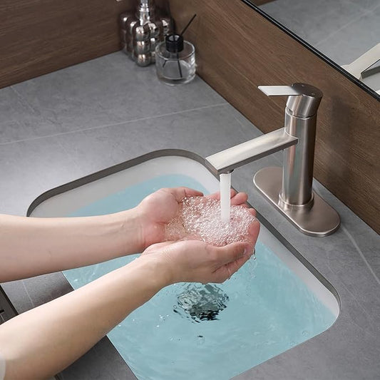 Brushed Nickel Bathroom Faucet Single Hole Single Handle Vanity Faucet Modern Sink RV Bathroom Faucet with Pop-up Drain for 1 - or 3 Hole Sink (Brushed Nickel)
