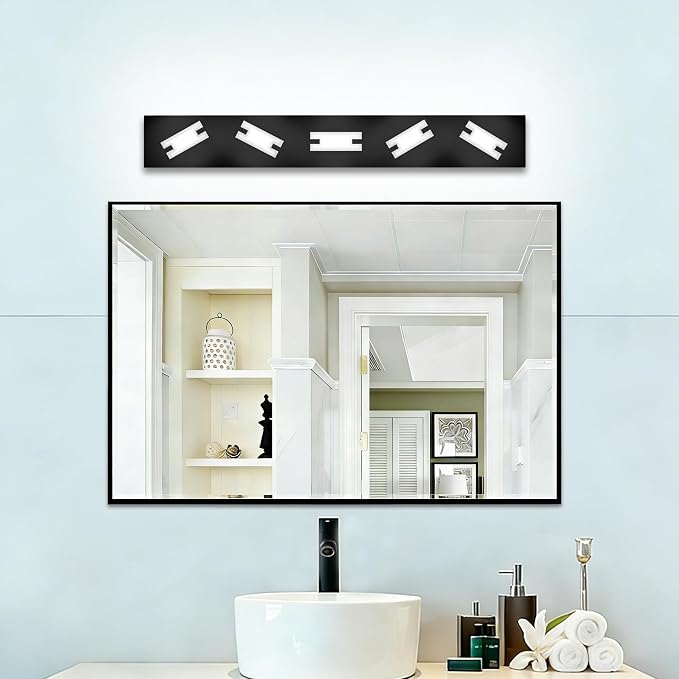 LED Black Bathroom Light Fixtures, 5-Light 5700K Modern Vanity Lights | LED Black Bathroom Light Fixtures, 5-Light Modern Vanity Lights , ETL Listed, 35W (Cool White 5700K)