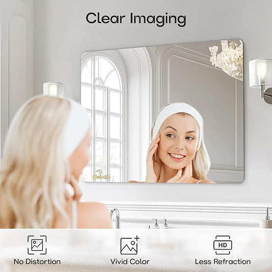 Frameless Bathroom Mirror for Over Sink, 40x30 Inch | Rectangular Vanity Mirror for Wall, Shatterproof Tempered Mirror for Living Room, Bedroom, Entryway Upgrade & Remodel