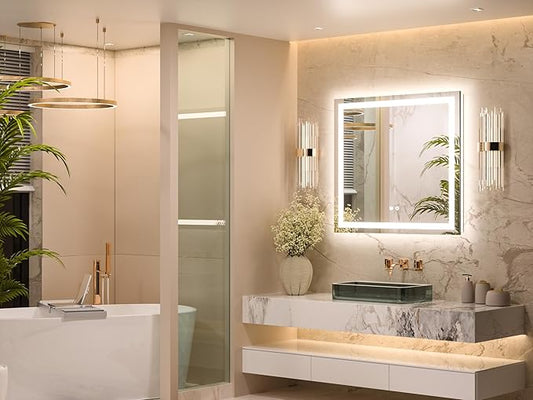 Keonjinn LED Bathroom Mirror 30 β x 30 β with Frontlit & Backlit, Lighted Mirror for Bathroom Wall with Dimmable 3-Color Lights, Anti-Fog Mirror with HD Tempered Glass, UL-Listed LED Driver
