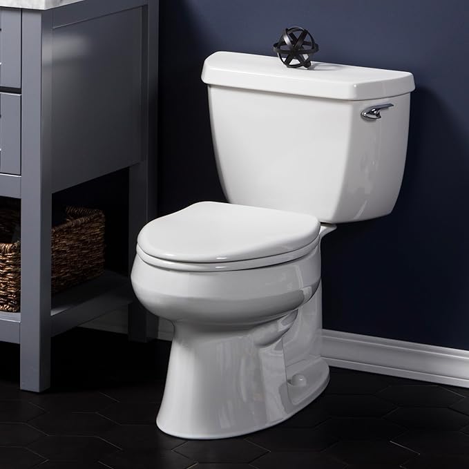 Mayfair Alesio II Slow Close Toilet Seat, Easy Clean Hinges and Adjustable Perfect Fit Wood Seat, Made in USA, Elongated, White