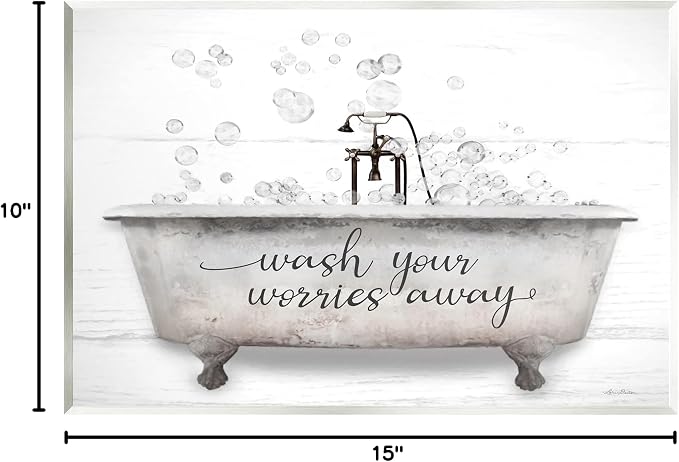 Stupell Industries Wash Your Worries Away Tub Bubbles Wall Plaque Art, Design by Lori Deiter, 15 x 10 | Stupell Industries · By Lori Deiter · Ready to hang · Bath and laundry charm · Made in USA