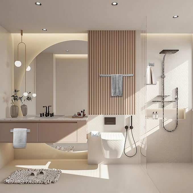 Fapully 8 Piece Bathroom Accessories Bathroom Hardware Set Brushed Nickel | Towel Bar Set for Bathroom Wall,Stainless Steel