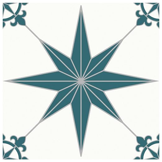 MORCART 20PCS 7.87" x 7.87" Peel and Stick Floor Tile, Blue Spruce Star | Self-Adhesive DIY Vinyl Flooring, Removable and Waterproof Tile Sticker for Bathroom, Kitchen, Wall, Bedroom, Stairs