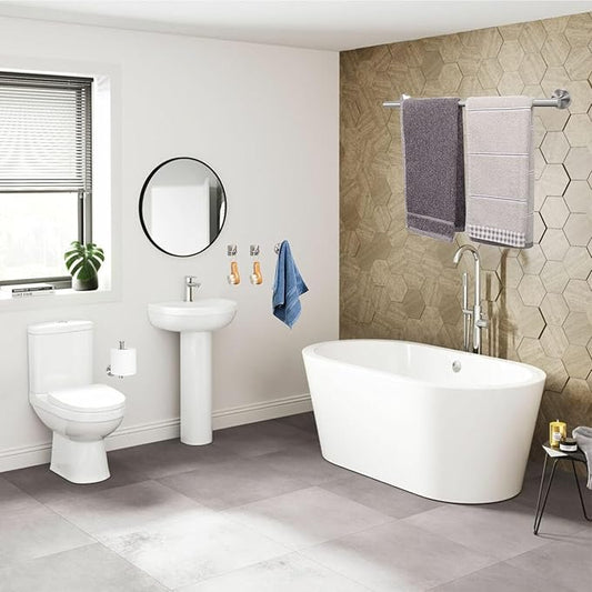 TocTen Bathroom Hardware Set, Thick Stainless Steel Bath Towel Bar Set Including Towel Rack for Bathroom+Toilet Paper Holder+3 Robe Towel Hooks Wall Mount Bathroom Accessory Set(24IN,Brushed Nickel)