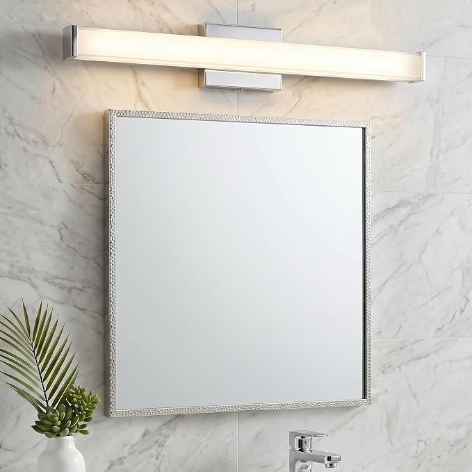 URSOLA 36" Modern LED Bathroom Light Fixtures, Chrome 3CCT Dimmable Bathroom Vanity Light Over Mirror, Bathroom Vanity Bath Bar Lights with Double Layer Acrylic Shade