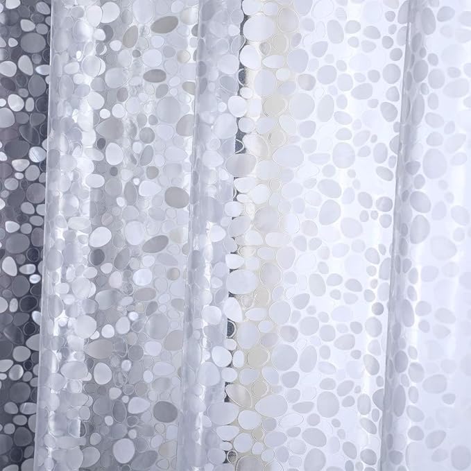 Shower Curtain Liner 75 inch Long, Waterproof Plastic Heavy Duty Shower Curtain with 3 Weighted Magnets, Pebble Pattern No Chemical Smell Shower Stall Curtain Liner, 72W x 75 L Inches