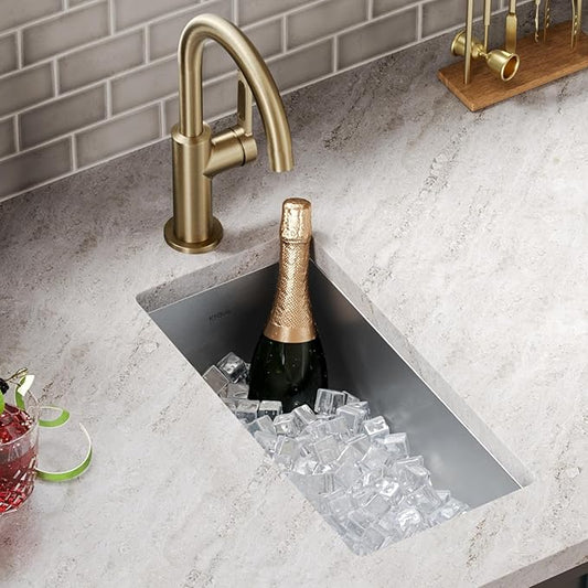KRAUS Standart Pro 10-inch Undermount Single Bowl 16 Gauge Stainless Steel Bar Kitchen Sink, KHU101-10