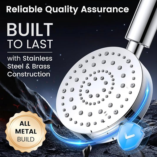 FEELSO Filtered Shower Head with Handheld, High Pressure Shower Filter Head | ALL METAL, 6 Spray, Anti-clog Nozzles, Extra-long 72" Hose & Holder, Remove Chlorine for Hard Water, Reduce Dry Itchy Skin