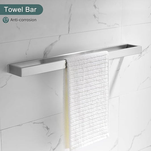 Brushed Bathroom Hardware Accessories Set 4 Pieces Brushed Nickel Towel Bar Set, 23.6 Inch Towel Rack Set SUS304 Stainless Steel Bathroom Set,Wall Mounted