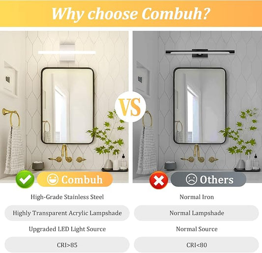 Bathroom Vanity Light Fixtures Above Mirror, Modern Wall Sconce | Small 16 Inch, Chrome, Soft Shadow Free, Linear Lamp Bar, over Sink, Sleek, Rustproof, Non-Glare, 4000K Natural White, 1 Pack