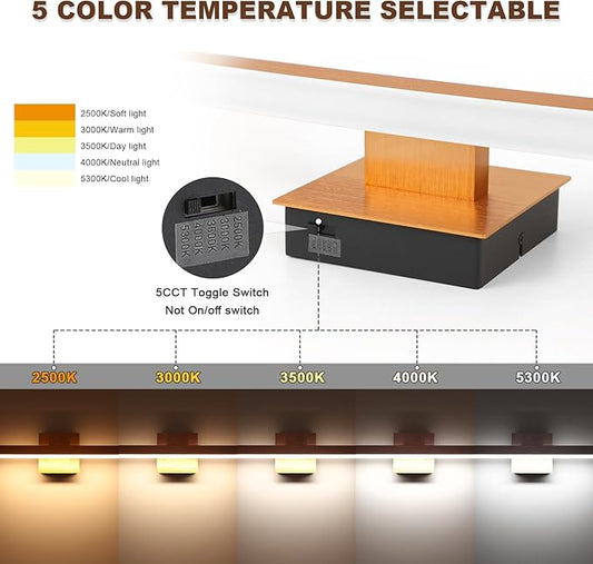 Joossnwell Bathroom Light Fixture Over Mirror Dimmable 5CCT Vanity Lights Bar 31.5 Inch Modern Bathroom Lighting Led Bath Vanity Light Gold and Black Mirror ETL Certificated