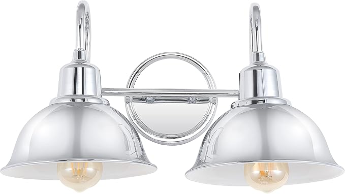 JONATHAN Y 18" Chrome Farmhouse Industrial 1-Light LED Vanity Wall Sconce for Bathroom Mirror Kitchen, Metal Shade, Dimmable Vintage Lighting, LED Bulb Included (JYL7482A)