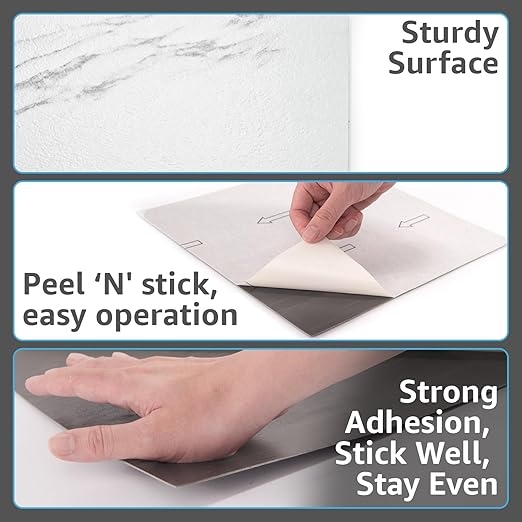 Art3d Peel and Stick Floor Tile, 10-Pack 12 x 12in. Covers 10 Sq.ft, Waterproof Vinyl Flooring Tiles Self Adhesive for Kitchen, Bathroom & Bedroom - Gray Marble