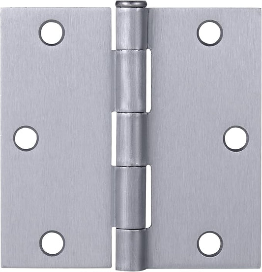 Design House 6-Pack Brushed Chrome Interior Door Hinges – 3.5-inch x 3.5-inch – Square Corner Radius Steel Door Hinge – Fits Standard Doors – Design House 185926