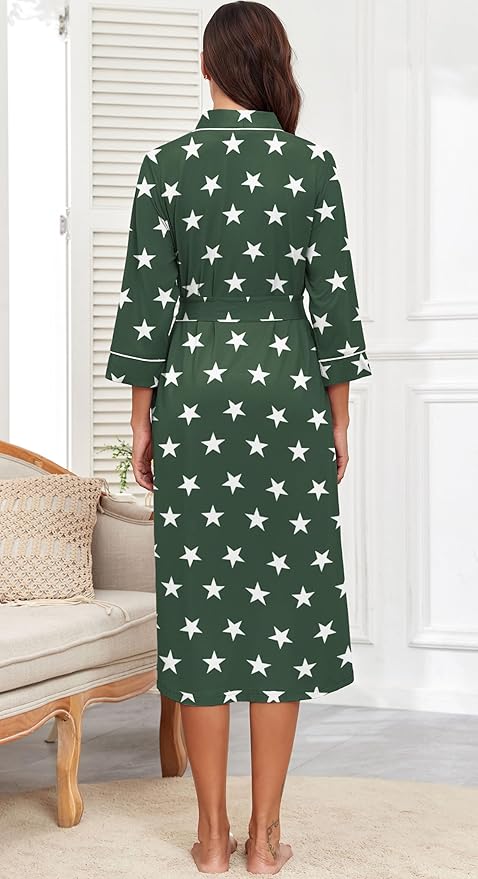 PrinStory Womens Robe Long Knit Bathrobe Lightweight Soft Robes Ladies Bath Robe