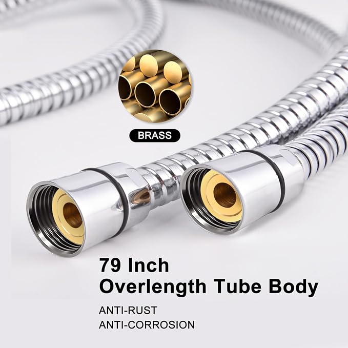 HO2ME High Pressure Handheld Shower, Power Boost Resists Low Flow, Chrome | Against weak pressure, pulsating massage for deep rinsing, with 79 inch stainless steel hose, rotatable mount arm, multi-mode