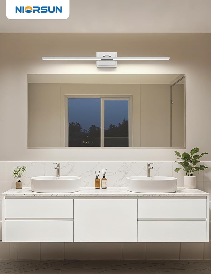 39.4 Inch Modern Bathroom Light Fixture, 34W 5CCT Dimmable LED Chrome Bathroom Vanity Lights Over Mirror, Vanity Lights for Bathrooms Restroom Mirror