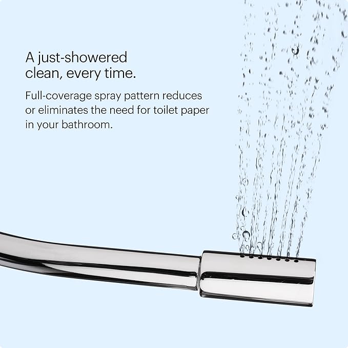 Brondell SMB-15 Side Mounted Manual Bidet Attachment for Toilet Seats with Adjustable Sprayer and Water Pressure, Thin Profile, Chrome (Ambient Temperature)
