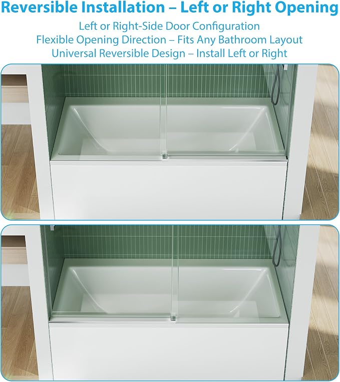 56-60" W x 59" H Frameless Sliding Shower Door, 5/16" (8mm) Tempered Glass with Explosion-Proof Film, Brushed Nickel Bypass Door with Seal Strips for Walk-in Shower