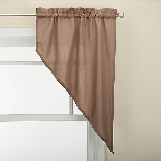 Sweet Home Collection Kitchen Window Tier, Swag, or Valance Curtain Treatment in Stylish and Unique Patterns and Designs for All Home Décor, Ribcord Taupe