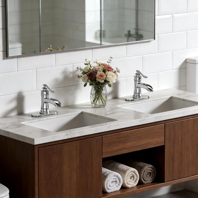Bathroom Faucet Chrome Waterfall Bathroom Sink Faucets & Parts | with Pop Up Drain Stopper with Overflow Single Handle Single Hole Vanity Commercial Trough Supply Lines Hose Lead-Free