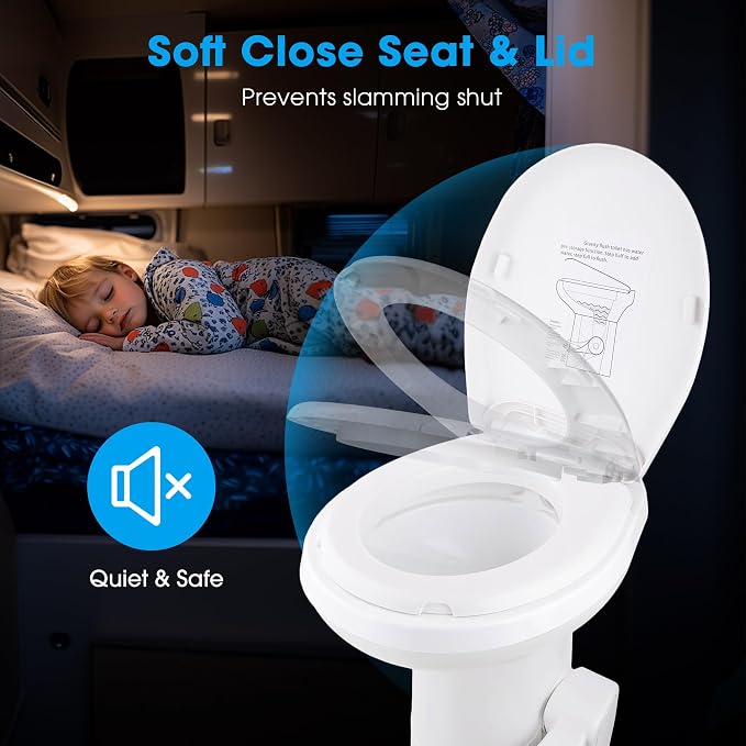 AW 2 Packs Gravity Flush Toilet RV Toilet Foot Pedal 20" Seating Height | Motorhome Caravan Travel Trailer