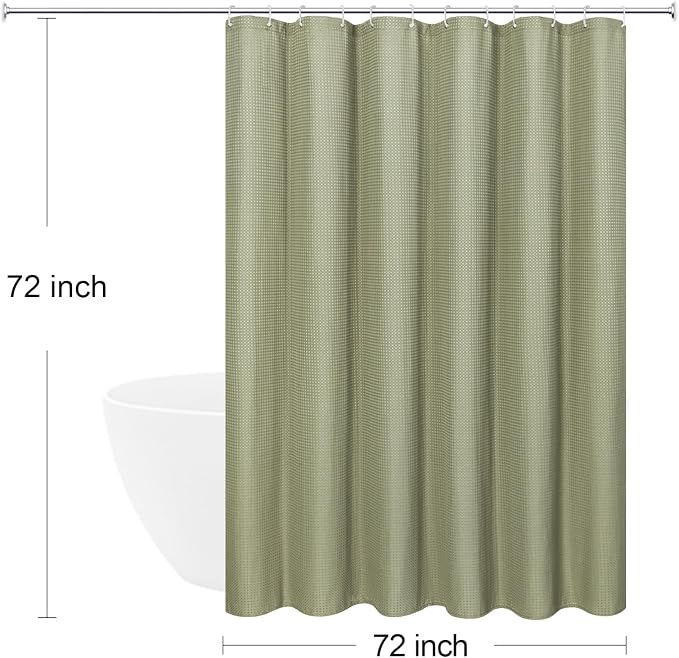 230GSM Sage Green Shower Curtain, 72 X 72 | 230GSM Fabric Shower Curtain for Bathroom - Soft Cloth & Hotel Spa Luxury, Water Repellent, Machine Washable