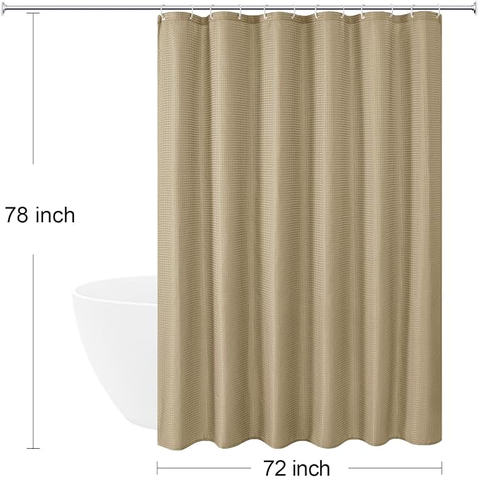 Long 230GSM Beige Shower Curtain, 72 x 78 | 230GSM Tall Fabric Shower Curtain for Bathroom, Water Repellent, Machine Washable