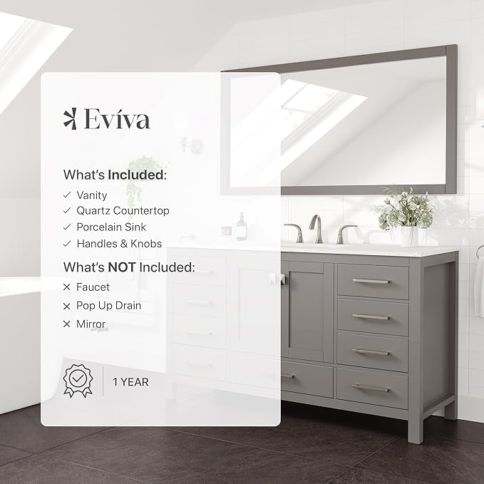 Eviva Aberdeen 60 in. Gray Single Sink Bath Vanity with Carrara Quartz Top and Undermount Porcelain Sink