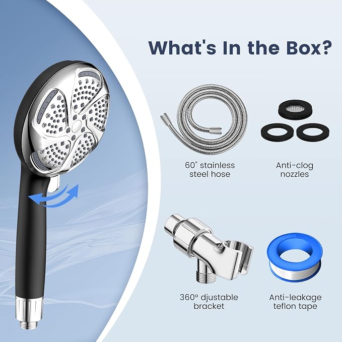 FEELSO Filtered Shower Head with Handheld, High Pressure 7-Spray Showerhead | Shower Filter Head for Hard Water, Remove Chlorine, Reduce Dry Itchy Skin, Anti-clog Nozzles, Power Wash to Clean Tub&Pet