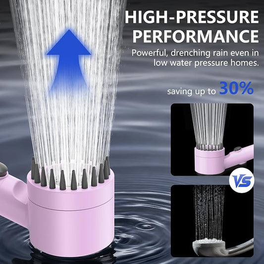 Filtered Shower Head with Handheld, High Pressure Water Flow and Multiple Spray Modes Shower Head with Filter, Power Wash for Hard Water, Showerhead with ON/OFF Switch for Pets Bath (Purple) | ON/OFF Switch,4 Spray,Built-in Power Wash,Detachable Shower...