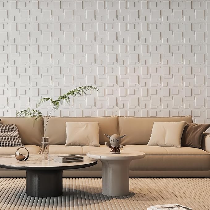 Art3d 100 Pack Decorative 3D Wall Panels, 97 Sq.Feet PVC Interior Wall Décor, 11.8"x11.8", White