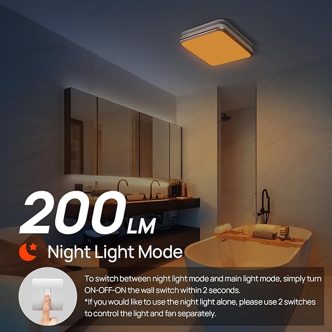 Consciot Bathroom Exhaust Fan with Light, 110/160CFM 1.0 Sones, 40W Household Ventilation Fan for Home, 1500lm Dimmable LED Light 3000K/4000K/5000K Selectable & Nightlight, White