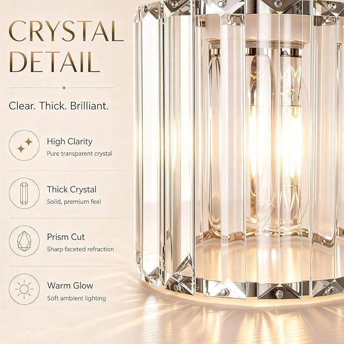 Lxybcce 5 Light Bathroom Vanity Light, Modern Crystal Bathroom Ligth Fixture, Chrome Vanity Lights, Light Fixtures Above Mirror, Wall Lamp for Mirror Living Room Cabinet Bedroom Porch