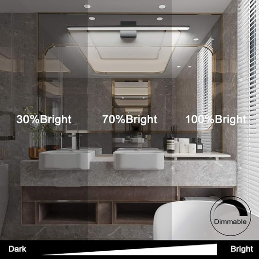 Ralbay 31.5inch Dimmable Modern LED Black Vanity Light 28W Frosted Aluminum for Bathroom Vanity Lighting Fixtures Cool White 6000K