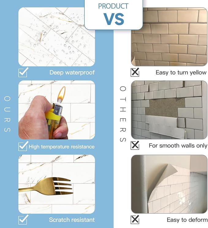 2026 New Upgrade Peel and Stick Backsplash Tile, Peel and Stick 11.34" X 11.57" Wall Tile for Kitchen, Bathroom, Fireplace, Laundry (Polished Carat Gold, 20 Packs)