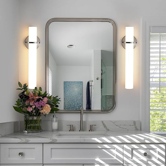 Brushed Nickel Bathroom Sconces Wall Lighting 18W LED Dimmable Vanity Light Fixture, 3000K Modern Wall Light Fixtures Indoor Wall Lamps for Bedroom Living Room Mirror Hallway Porch 18 inch