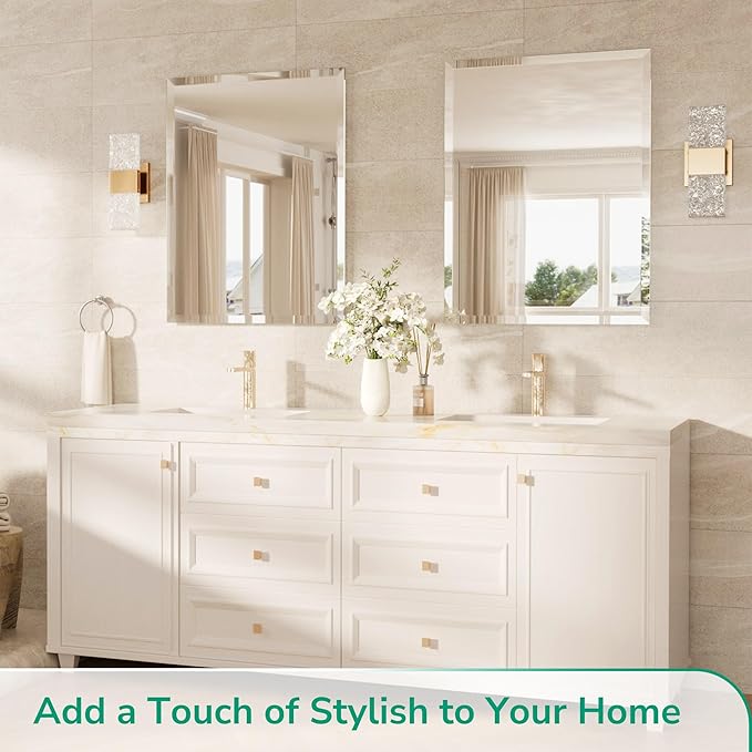 TokeShimi 24x30 Frameless Bathroom Mirror for Over Sink, Tempered Beveled Wall Mirror with 1" Beveled Edge, Shatterproof Rectangle Mirrored for Vanity, Living Room, Entryway, Restroom