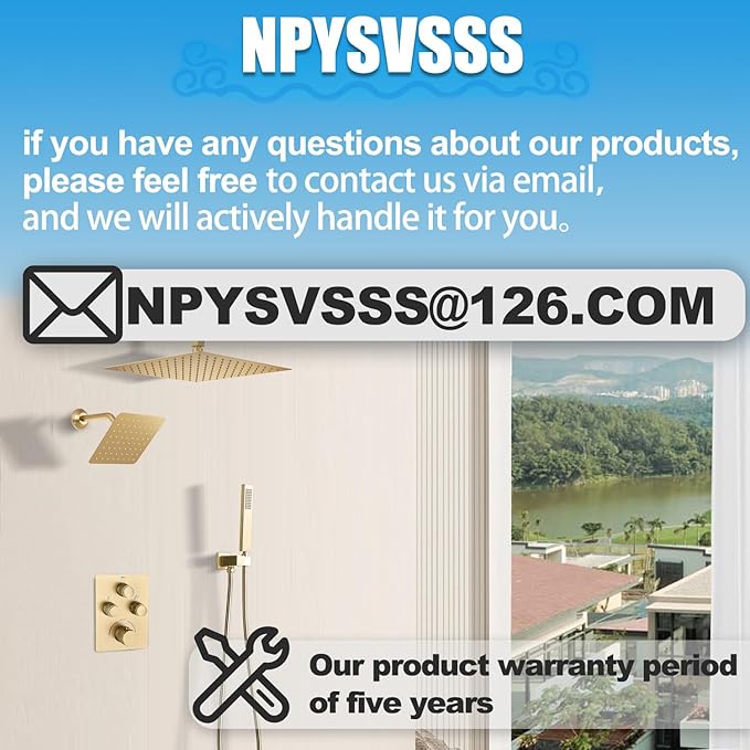 Dual Shower Heads Shower System with 16" Ceiling Mounted Rain Shower Head & 6" Wall Mounted Head Full Body Shower System 3 Way Thermostatic Shower Valve Can All Run Together, Brushed Nickel