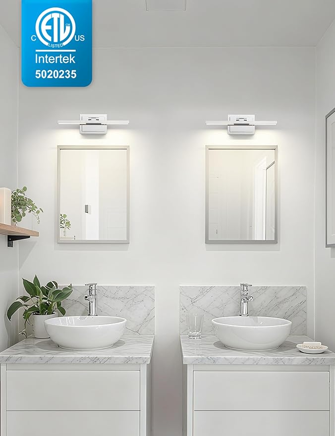NIORSUN 15.7 Inch Modern Bathroom Light Fixture, 20W 5CCT Dimmable LED Chrome Bathroom Vanity Lights Over Mirror, Vanity Lights for Bathrooms Restroom Mirror- ETL Certified