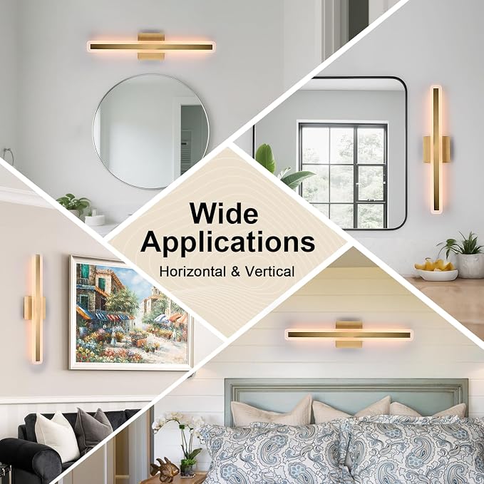 Modern Bathroom Vanity Light 24.0 Inch, 28W 5CCT Dimmable LED Vanity Light Bar, Brushed Brass LED Wall Sconces Bath Lighting Fixtures Over Mirror for Bathroom Cabinets Bedroom Living Room