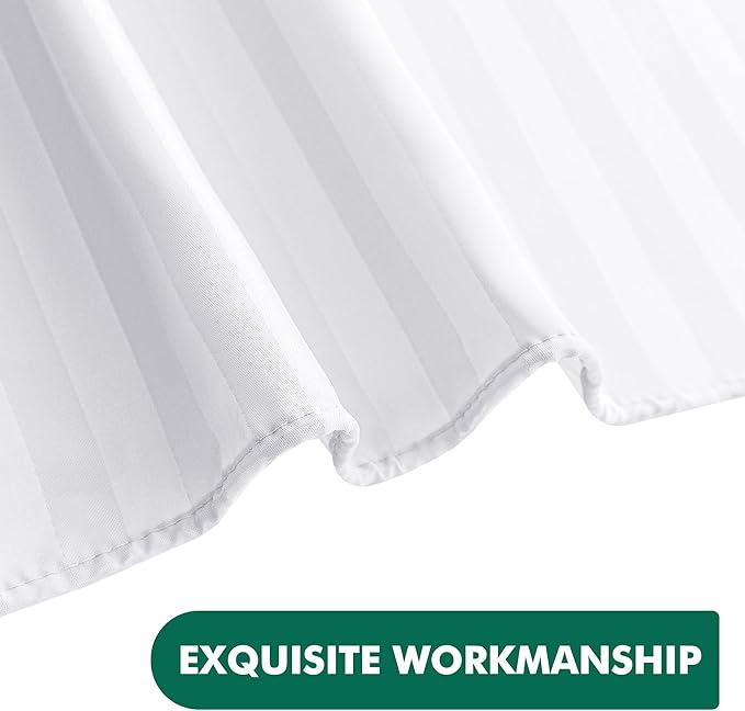 Fabric Shower Curtain Liner 72x72 Inch-Standard Size Cloth Shower Liners | Striped White Hotel Quality Water Resistant Shower Liners for Bathroom-Machine Washable Polyester Bath Curtain Apartment Home