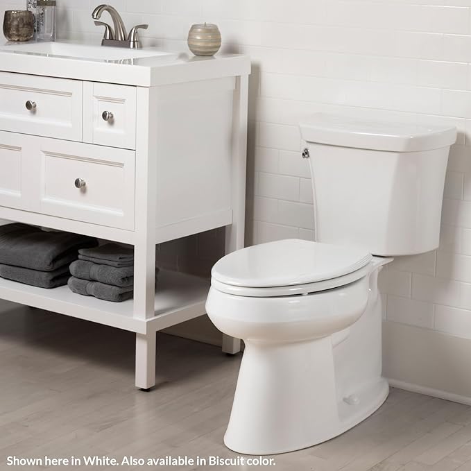Bemis Ashland Modern Wood Toilet Seat with Decorative Edge, Slow Close, Secure Hinges, Made in USA, Elongated, Biscuit