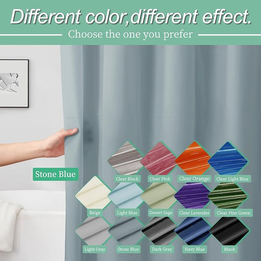 Blue Shower Curtain Liner with 3 Magnets, 72x72 | 12 Rustproof Grommets,Premium Plastic Shower Curtain for Bathroom Lightweight & Waterproof,,72W x 72H