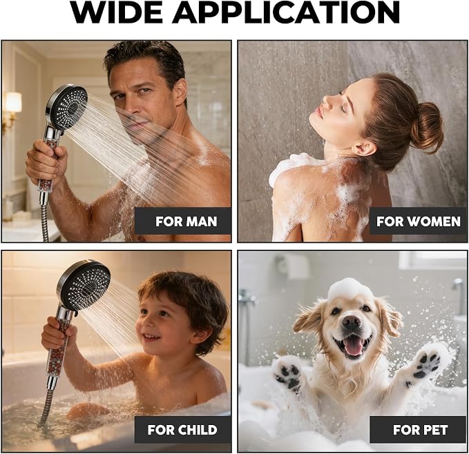 Filtered Shower Head,8 Inch Rain Shower Head with Handheld Spray Combo, Adjustable High Pressure Rainfall Shower Head, Dual Showerhead Set with Extension Arm and 60 Inch Long Shower Hose