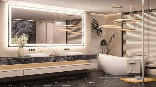 Keonjinn LED Bathroom Mirror 84 β x 40 β with Frontlit & Backlit, Lighted Mirror for Bathroom Wall with Dimmable 3-Color Lights, Large Anti-Fog Mirror, HD Tempered Glass, UL-Listed LED Driver