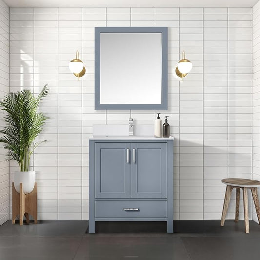 Jacques 30 in. W x 22 in. D Dark Grey Bath Vanity and White Quartz Top