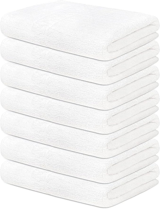 ZUPERIA 7-Pack White Bath Towels - 30" x 54" - Ultra Soft 100% Cotton Large Bath Towels- Highly Absorbent for Bathroom, Pool, Gym, Spa, and Hotel Use