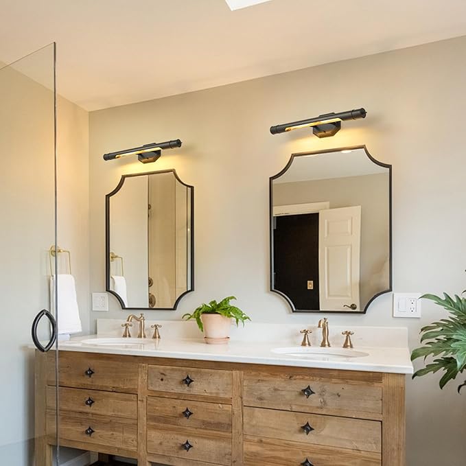 Black Vintage Picture Light Hardwired - 24 In Art Deco Lights Over Mirror Portrait Pictures Frame,Wall Sconce Lighting Fixture for Museum Bathroom Vanity Gallery Artwork Library Cuadros Painting Above